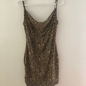 SHEIN Leopard Print Draped Cami Bodycon Dress (L)